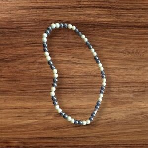 Vintage Magnetic Cream And Gray Beaded Necklace 17"